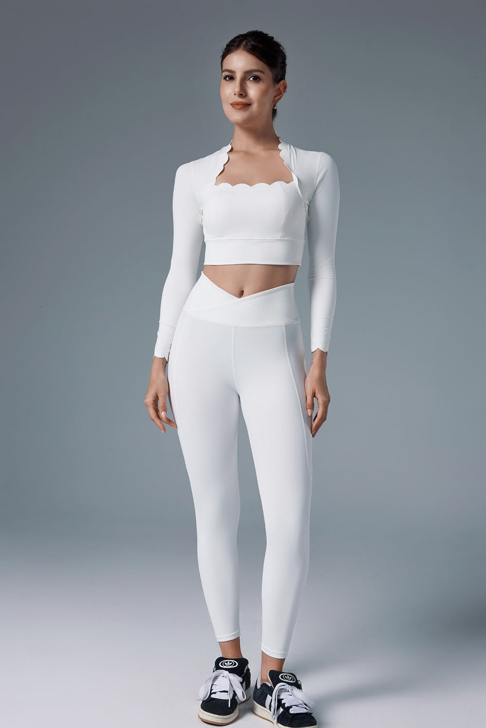 Wavy Long Sleeve Crop Top