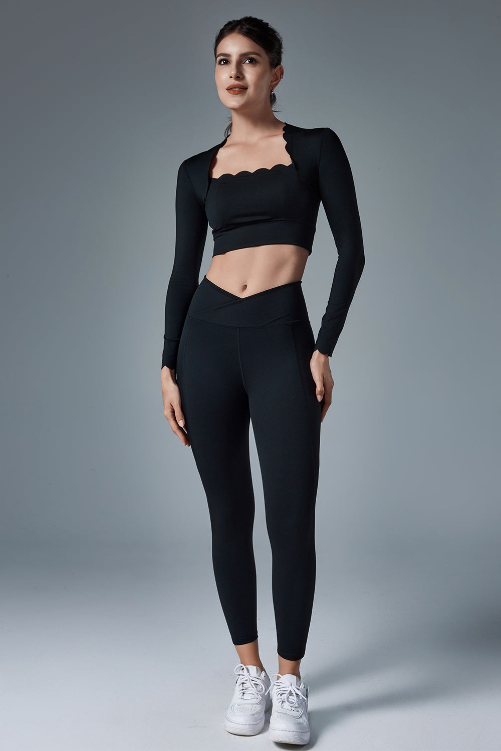 Wavy Long Sleeve Crop Top